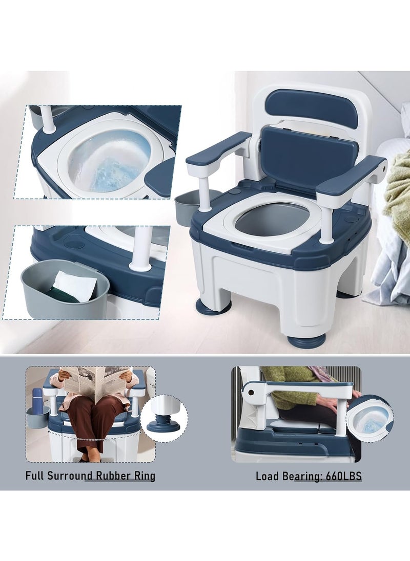 DubaiGallery - Toilet Commode Chair, Bedside Commode Chair with Built-in Toilet with Padded Seat and Armrests, Adjustable Height, 4.7", Easy to Assemble, Up to 750 lbs for Home Use - Image 1
