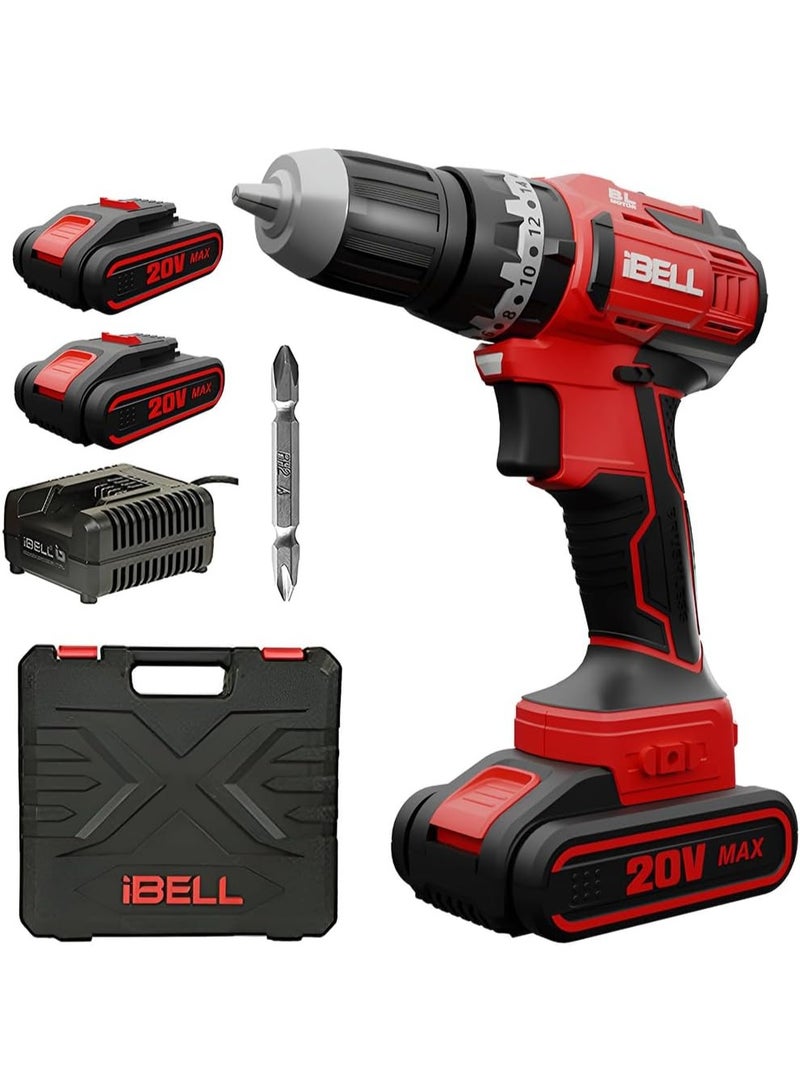 iBELL 20V Brushless Impact Driver Drill (Cordless) with 2 Batteries, Charger, Case and Screw Driver Bits - Image 1