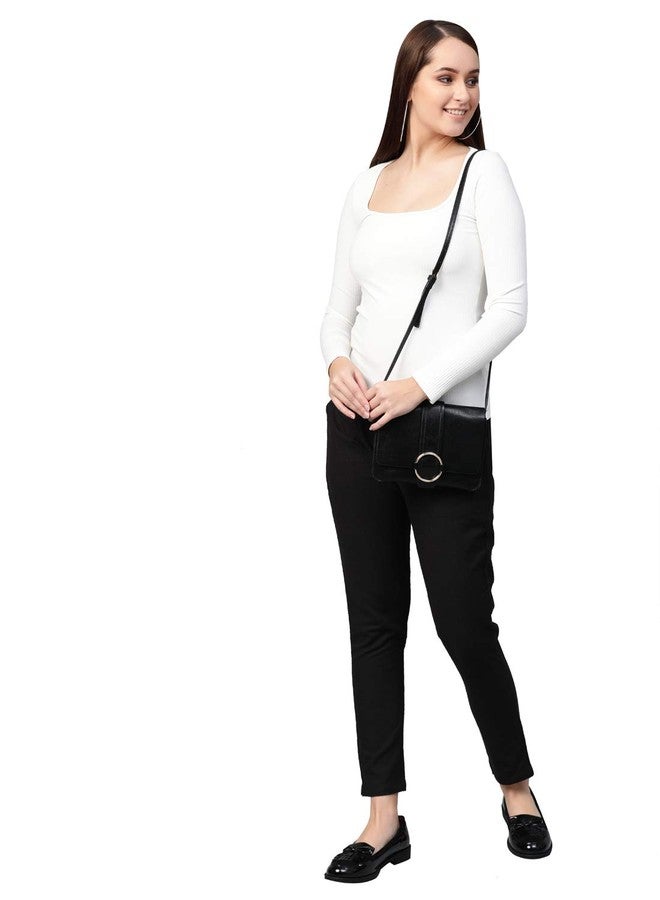 Yash Gallery Women's Solid Cotton Slub Regular Fit Mid Rise Ankle Length Trouser Pant (Black, XL) - Image 3