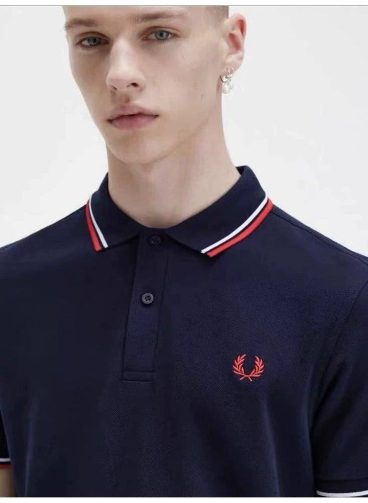 فريد بيري بولر رجالي موديل ضيق (Slim Fit) - قميص بولو بكمام قصير للعمل والاسترخاء - Image 1