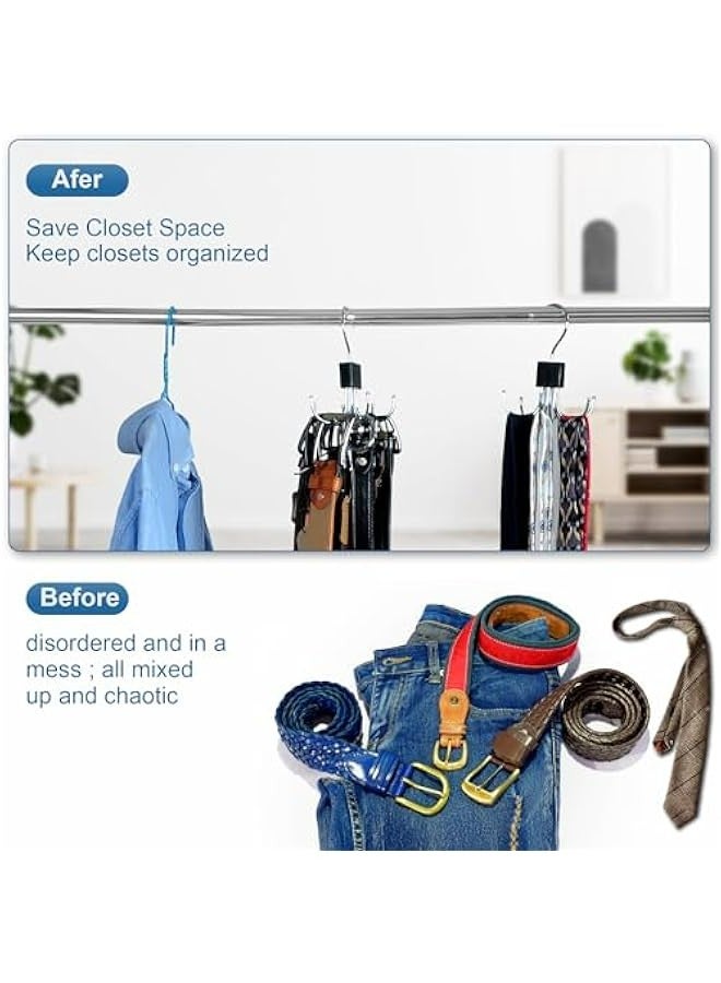 Belt Hanger for 48 Belts, Swivel Closet Organizer for Belts, Vests, Scarves, Space Saving Closet Accessory - Image 3