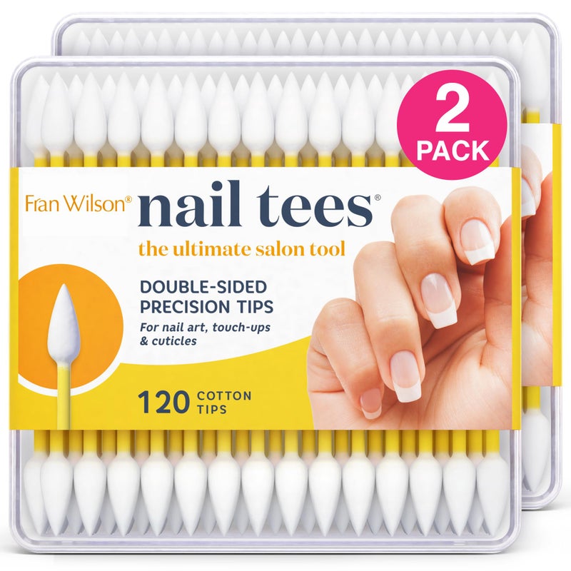 Fran Wilson NAIL TEES COTTON TIPS 120 Count 2 PACK The Ultimate Nail Tool MultiPurpose Doublesided Swabs with Pointed Ends for Precise Touchups and the Perfect AtHome Manicure Pedicure
