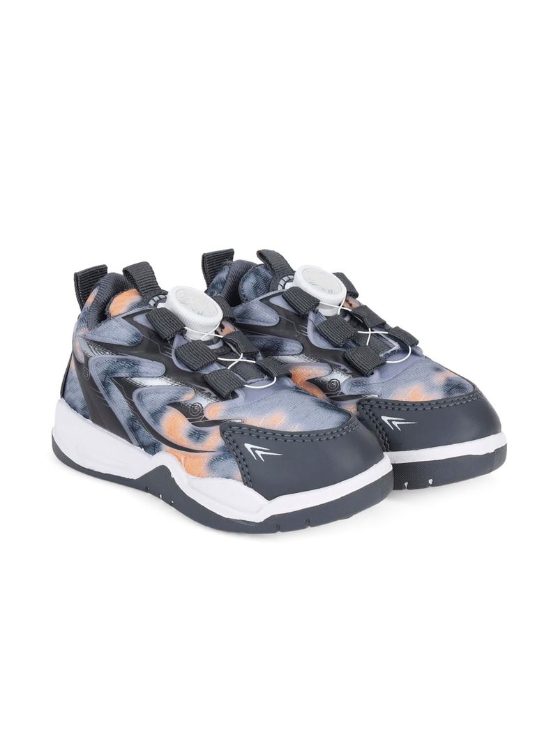 CUHO TRENDS Kids Spinner Sneakers| Spinner Design | Soft Sole Casual Shoes (Grey n Orange) - Image 3