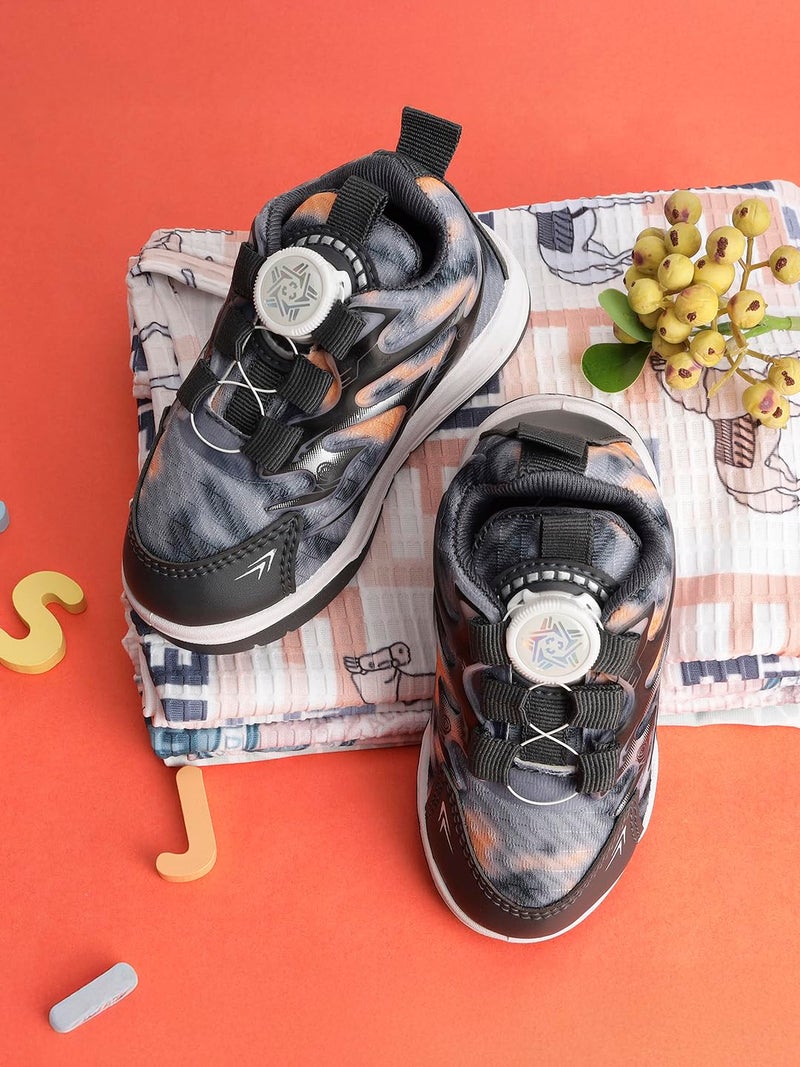CUHO TRENDS Kids Spinner Sneakers| Spinner Design | Soft Sole Casual Shoes (Grey n Orange) - Image 2