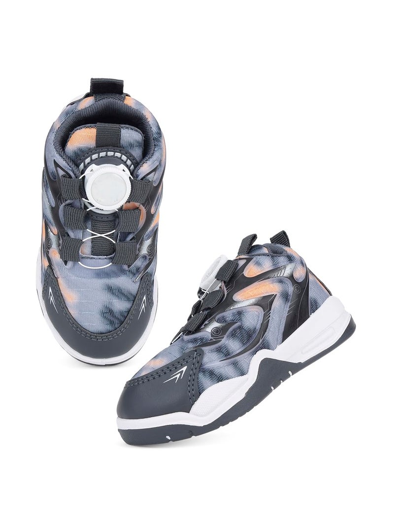 CUHO TRENDS Kids Spinner Sneakers| Spinner Design | Soft Sole Casual Shoes (Grey n Orange) - Image 5