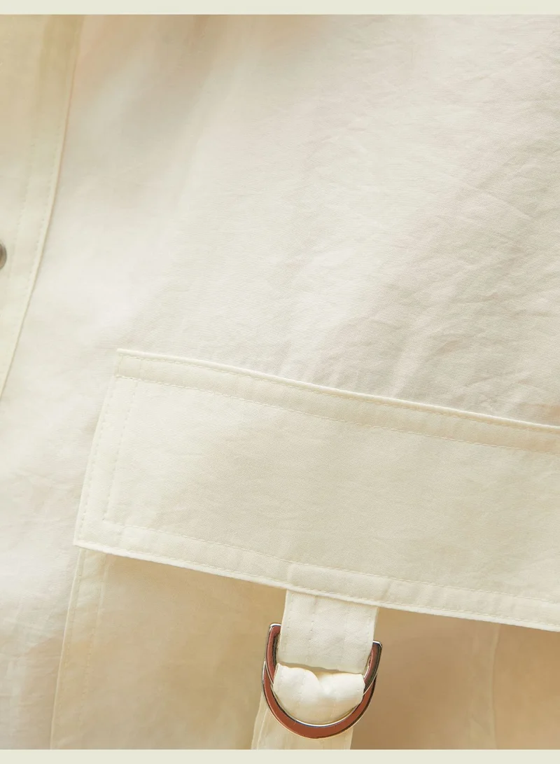 KOTON Short Sleeve Pocket Crop Shirt