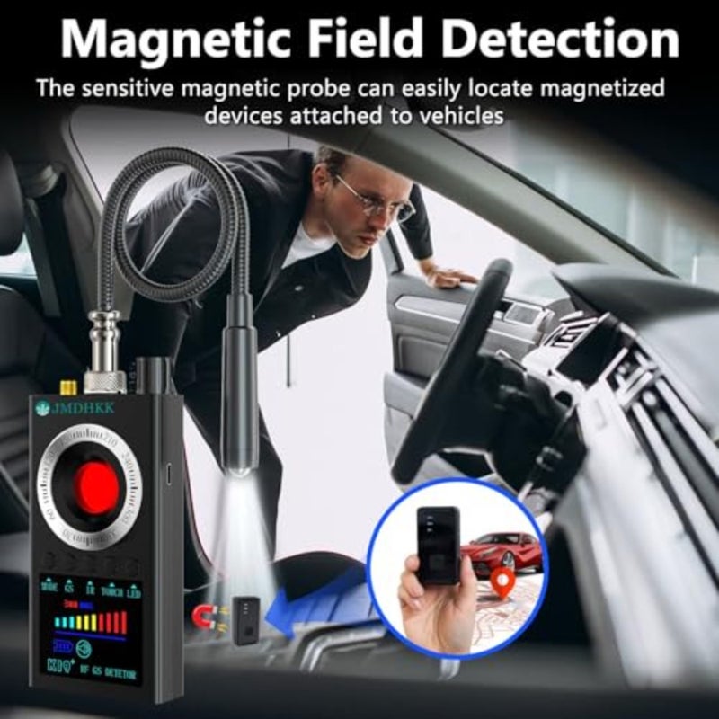 K19 Hidden Camera Detector for Travel, Office, Hotel, Cars Magnetic, RF Signal IR Detection with Flashlight Black ABS Plastic Compact, Portable, Multi-Functional Privacy Protection Device - Image 3