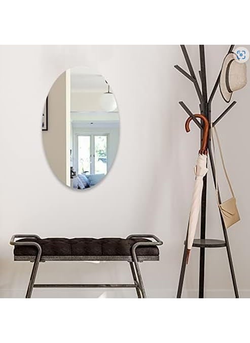 Lifesto Lifesto Oval Shape Adhesive Mirror Sticker for Wall on Tiles Bedroom Living Room Basin Mirror Bathroom Wall Mirror Both Side Sticker Unbreakable Plastic Wall Mirrors  - Image 5