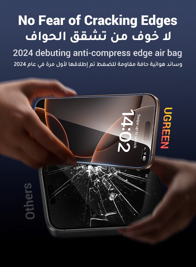 Ugreen 2Pack iPhone 16 Pro Max Screen Protector  6.9 Inch HD Easy Installation, Military-Grade Protection, Scratch Resistant, Anti-Fingerprint, Bubble Free, Case Friendly, 9H Tempered Glass Film - Image 5