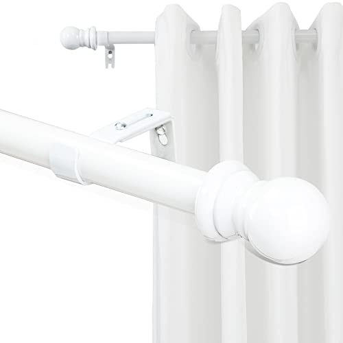 Extra Long Curtain Rods 120inch to 170inch 1 inch Heavy Duty White Curtain Rod with 4 Adjustable Brackets for Windows Bedroom Living Room Sliding Door and Patio Outdoor