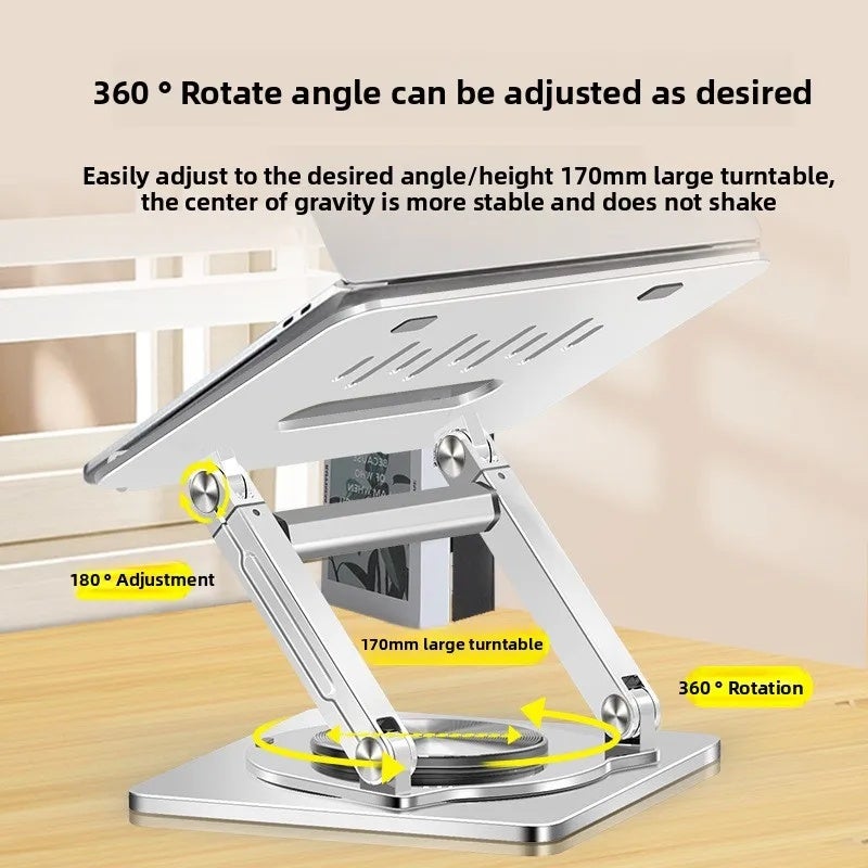 360 Degree Rotating Aluminum Alloy Laptop Stand Heat Dissipation Stretch Foldable Lifting Support Holder - Image 4