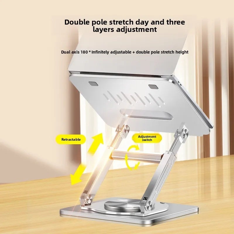 360 Degree Rotating Aluminum Alloy Laptop Stand Heat Dissipation Stretch Foldable Lifting Support Holder - Image 2