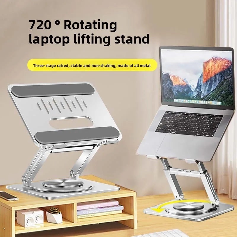 360 Degree Rotating Aluminum Alloy Laptop Stand Heat Dissipation Stretch Foldable Lifting Support Holder - Image 1