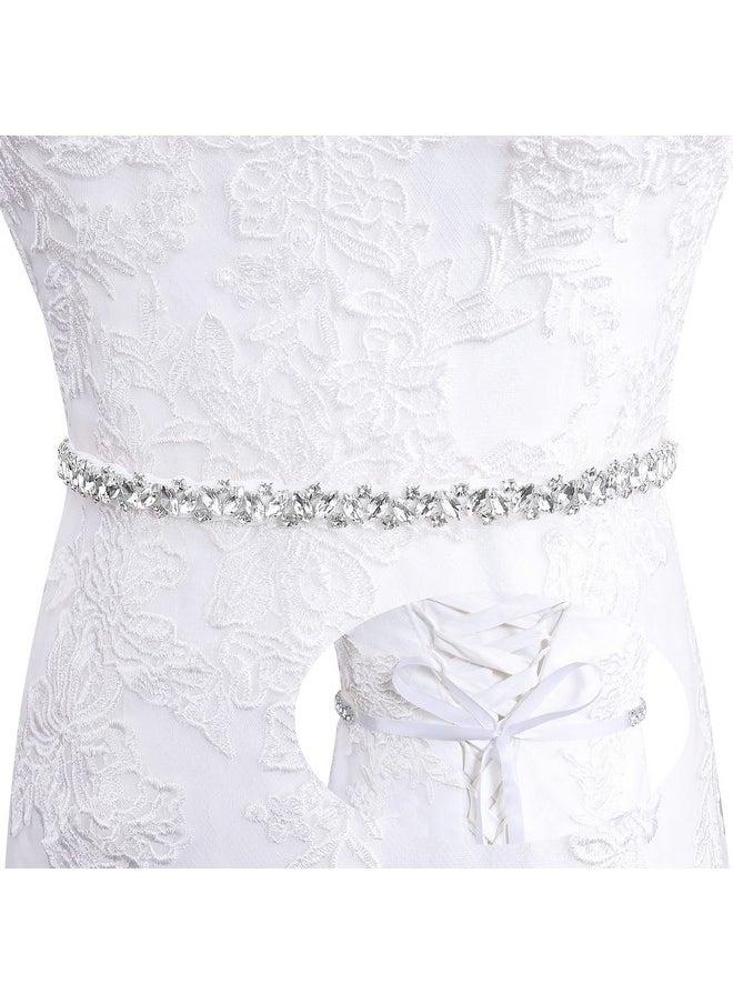 Lovful - Sparkly Bridal Belt For Womenbling Sash Wedding Dress Beltrhinestone Belts For Dressessilver White - Image 1