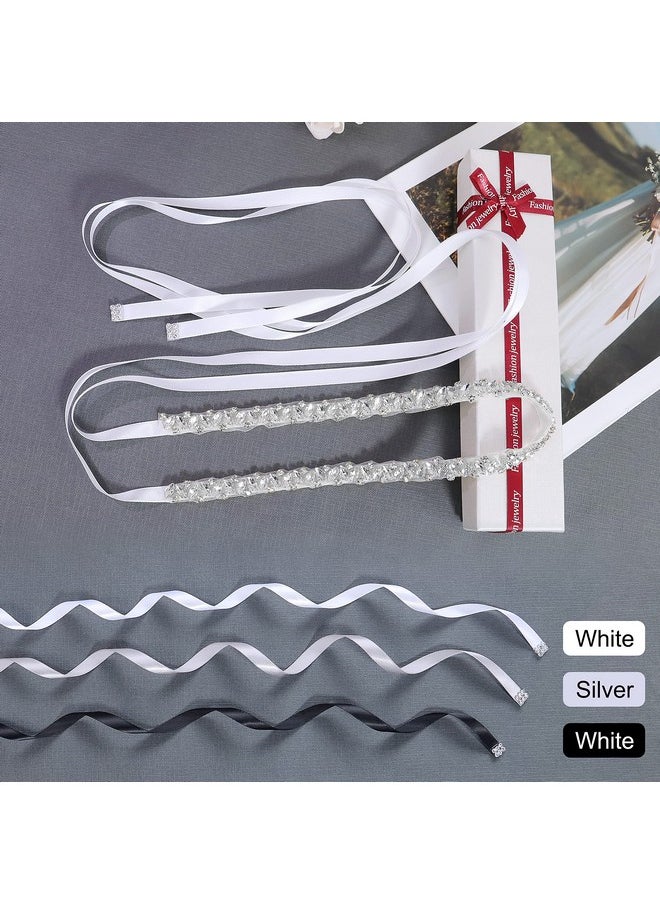 Lovful - Sparkly Bridal Belt For Womenbling Sash Wedding Dress Beltrhinestone Belts For Dressessilver White - Image 1
