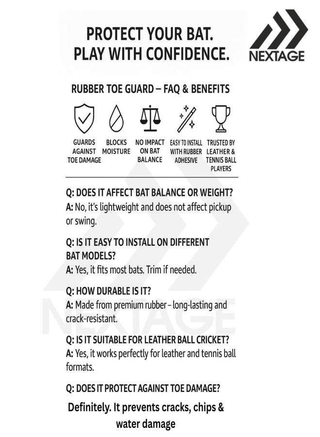واقي أصابع مطاطي لمضرب الكريكيت من نيكستيج - واقي لحماية أصابع المضرب | يمنع الرطوبة والتشققات | واقي أصابع مطاطي أسود متين - 6 قطع (يلزم استخدام لاصق) - Image 5