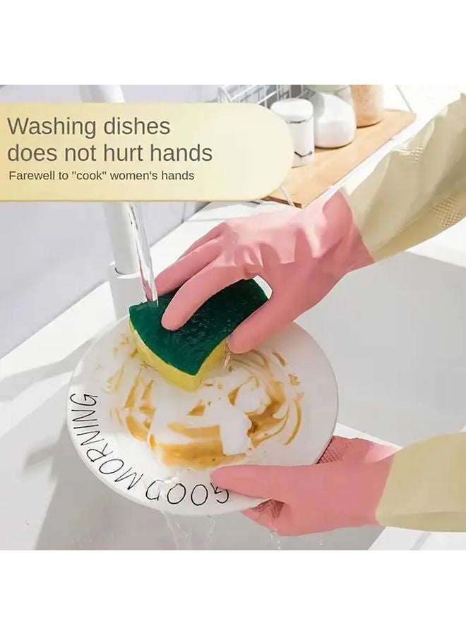Thick Waterproof Latex Kitchen Gloves Green Large Non Slip Dishwashing Cleaning - Image 3