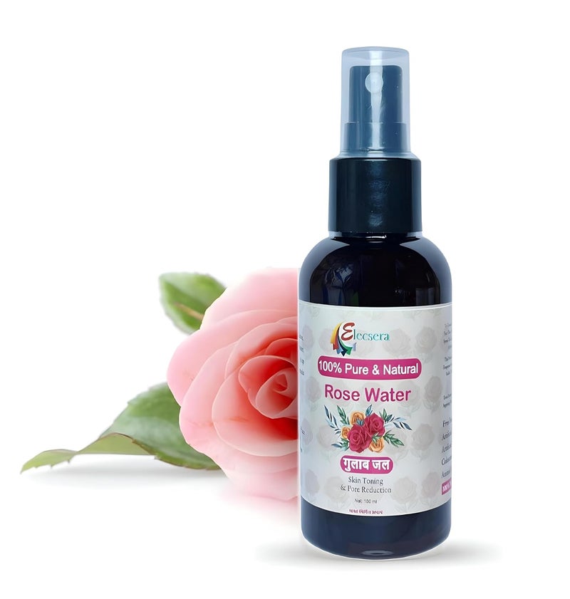 Elecsera 100 Pure Gulab Jal  Rose Water Face Spray SteamDistilled For OilControl AcneControl Skin Hydration Face Wash 100 ml - Image 1