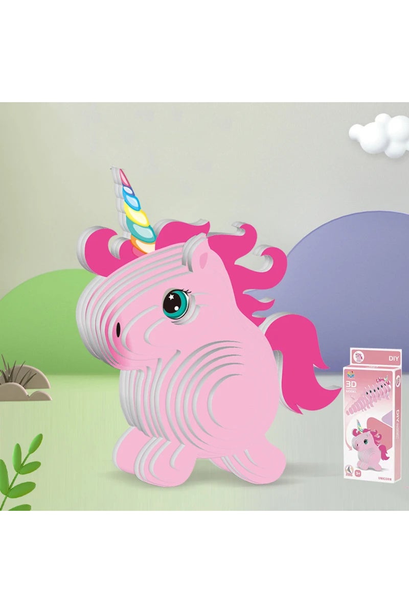 erorex Unicorn Unicorn Rabbit 3D Paper Puzzle For Kids Educational Montessori Toys Funny DIY Manual Assembl