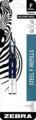 Zebra Pen إعادة تعبئة أقلام زيبرا F-Series، لأقلام زيبرا F-301 وF-402 وF-605، نقطة رفيعة، زرقاء (عبوة من 1، إجمالي 2)  - Image 1