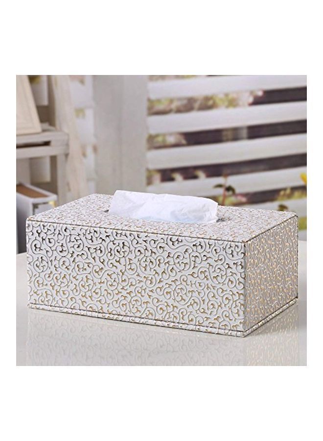 Y&D PU Leather Facial Tissue Box White/Gold 10x5.3x3.74inch  - Image 4