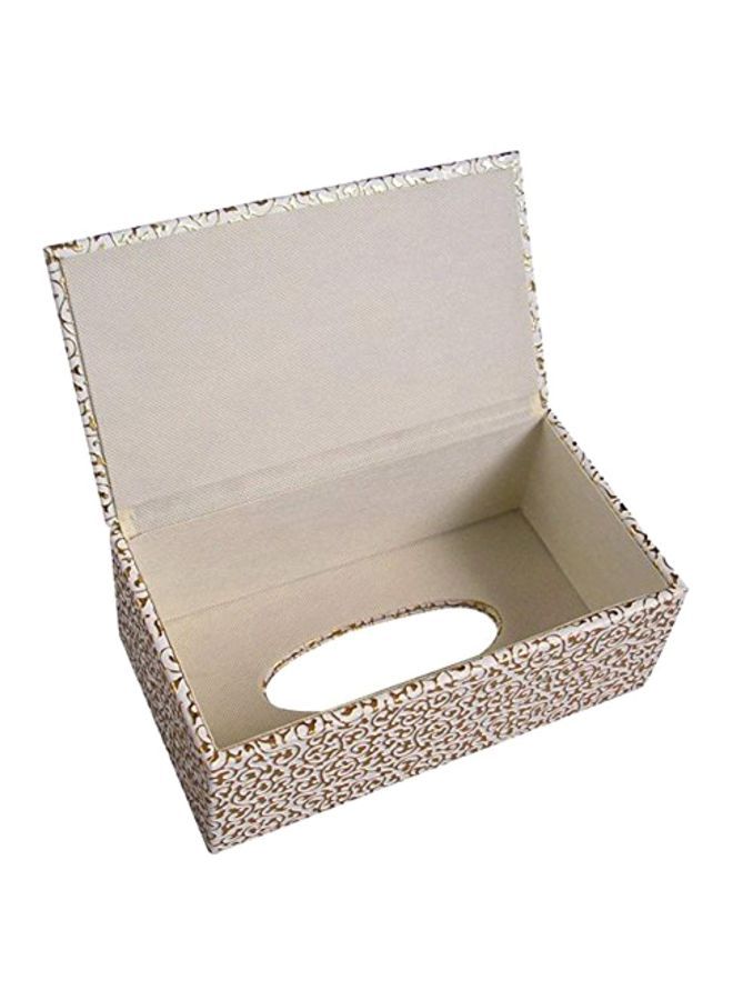 Y&D PU Leather Facial Tissue Box White/Gold 10x5.3x3.74inch  - Image 3