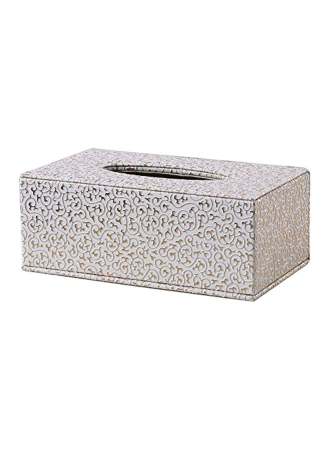 Y&D PU Leather Facial Tissue Box White/Gold 10x5.3x3.74inch  - Image 2