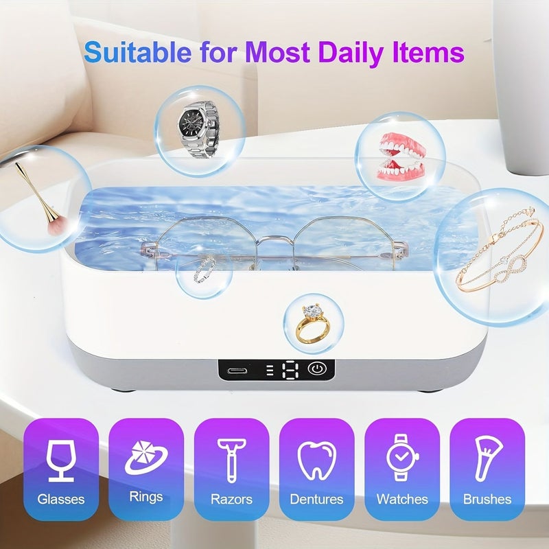 Ultrasonic Cleaner 3 In 1 Rechargeable Device For Makeup Brushes Glasses And Jewelry With Blue Light Adjustable Speed 360 Degree Vibration And Drying Tray - Image 4