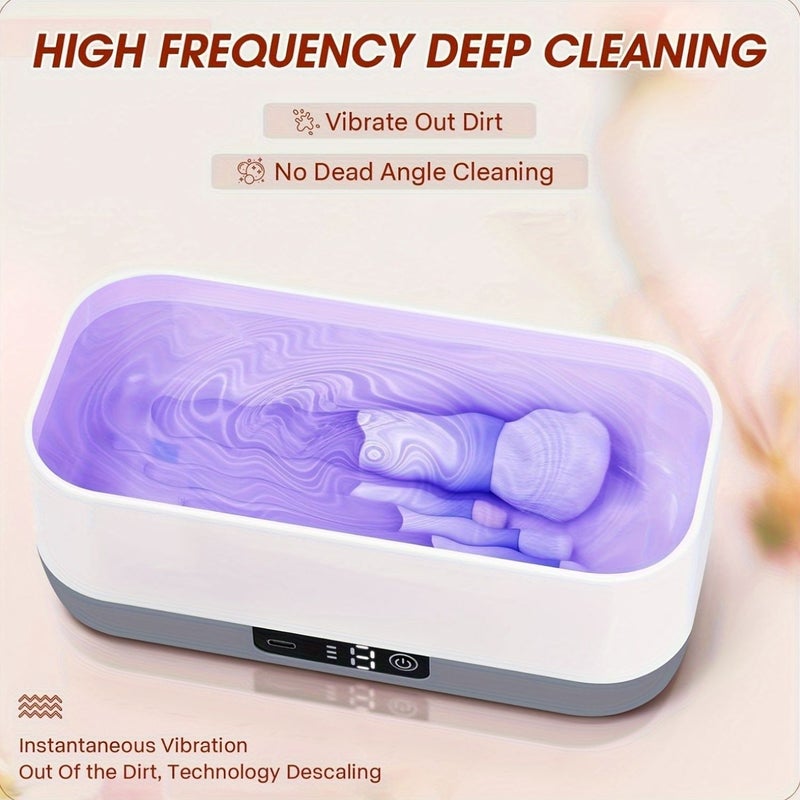 Ultrasonic Cleaner 3 In 1 Rechargeable Device For Makeup Brushes Glasses And Jewelry With Blue Light Adjustable Speed 360 Degree Vibration And Drying Tray - Image 1