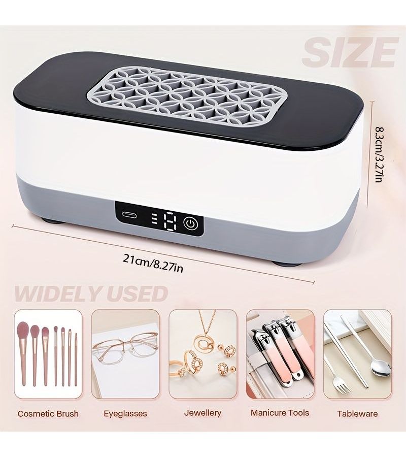 Ultrasonic Cleaner 3 In 1 Rechargeable Device For Makeup Brushes Glasses And Jewelry With Blue Light Adjustable Speed 360 Degree Vibration And Drying Tray - Image 3