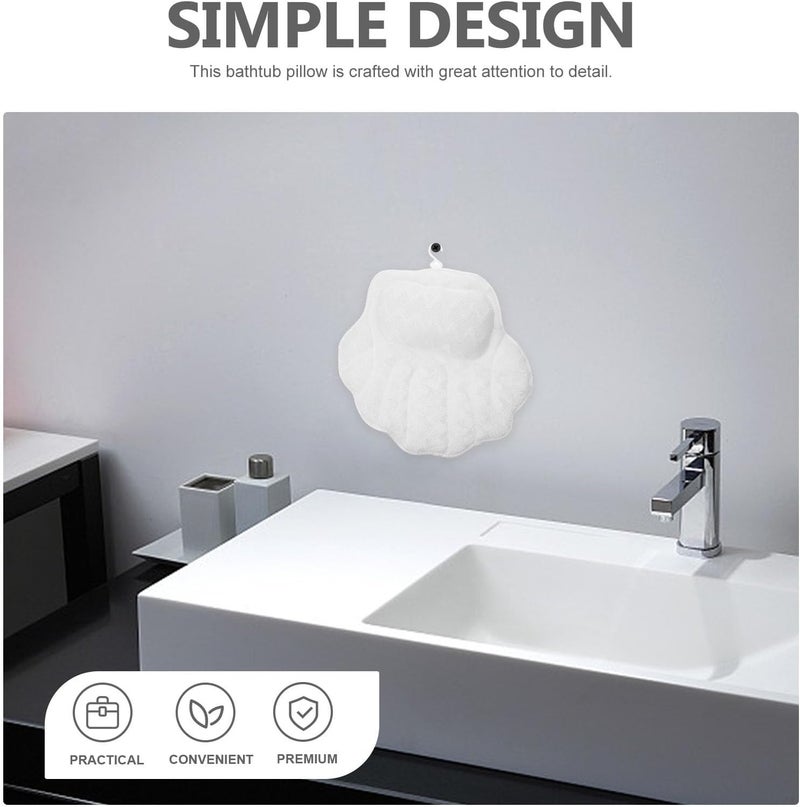 Generic Bathtub Pillow Tub Neck Pillow with Non-Slip Suction Cups Washable Spa Headrest Cushion for Bath Soaking and Relaxation Soft Wave Pattern for Home Spa - Image 3