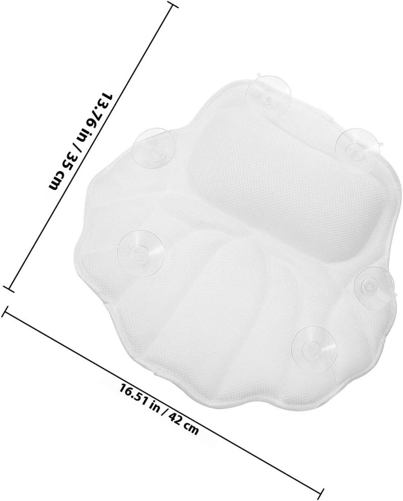 Generic Bathtub Pillow Tub Neck Pillow with Non-Slip Suction Cups Washable Spa Headrest Cushion for Bath Soaking and Relaxation Soft Wave Pattern for Home Spa - Image 2