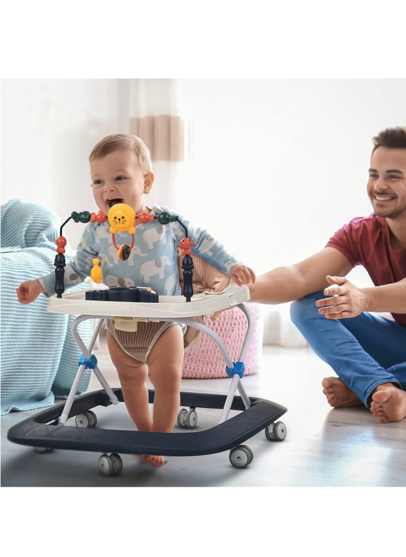 BABYCARA - Baby Walker with 3 Height Adjustable & Tray Multi-Function Anti-Rollover Foldable and Musical Toy Bar for 6-18 Months - Image 1