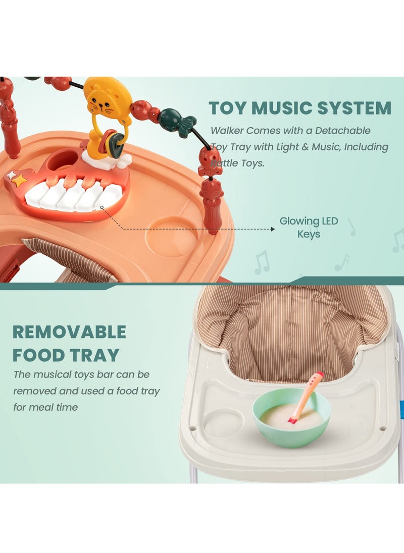 BABYCARA - Baby Walker with 3 Height Adjustable & Tray Multi-Function Anti-Rollover Foldable and Musical Toy Bar for 6-18 Months - Image 1