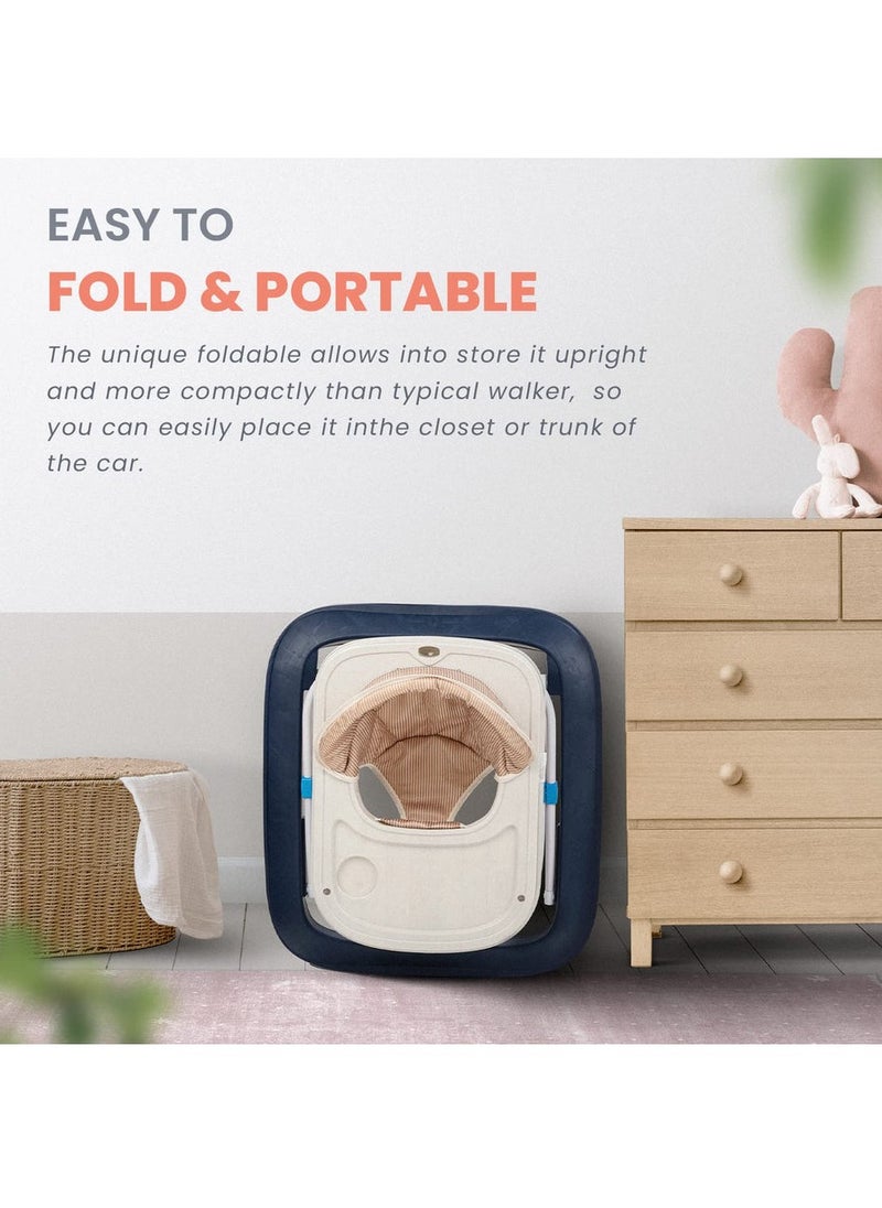 BABYCARA - Baby Walker with 3 Height Adjustable & Tray Multi-Function Anti-Rollover Foldable and Musical Toy Bar for 6-18 Months - Image 1