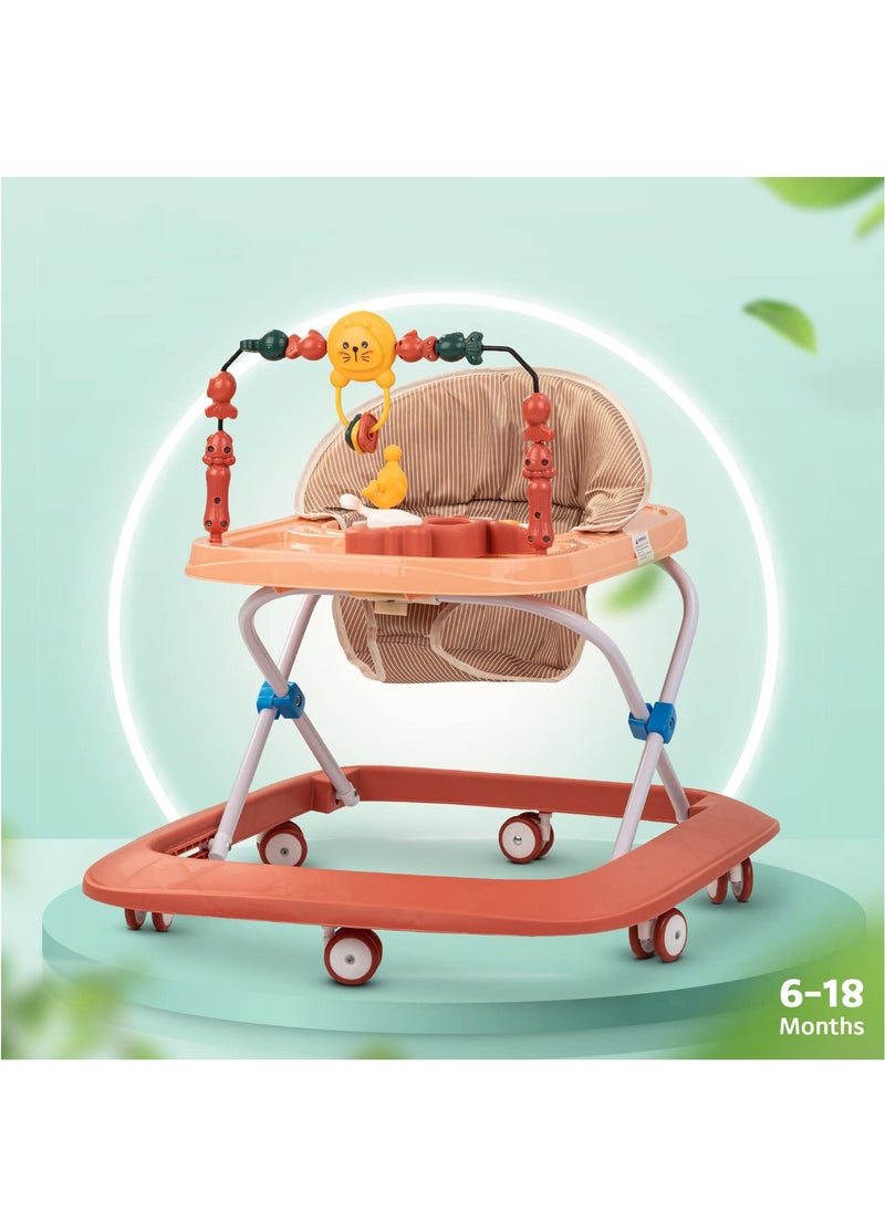 BABYCARA - Baby Walker with 3 Height Adjustable & Tray Multi-Function Anti-Rollover Foldable and Musical Toy Bar for 6-18 Months - Image 1