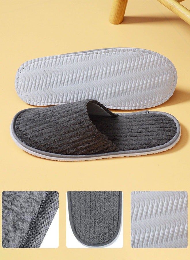 Hanayo 5 Pairs Disposable Slippers Soft SPA Slippers Casual Non-Slip Hotel Slippers for Hotel Travel Guest and Home(Grey) - Image 3
