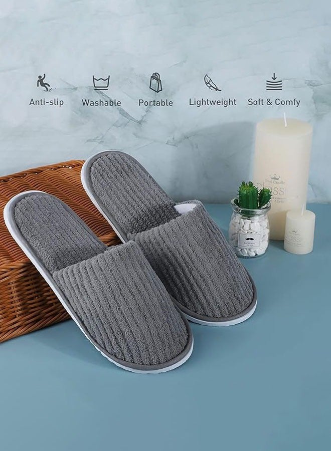 Hanayo 5 Pairs Disposable Slippers Soft SPA Slippers Casual Non-Slip Hotel Slippers for Hotel Travel Guest and Home(Grey) - Image 4