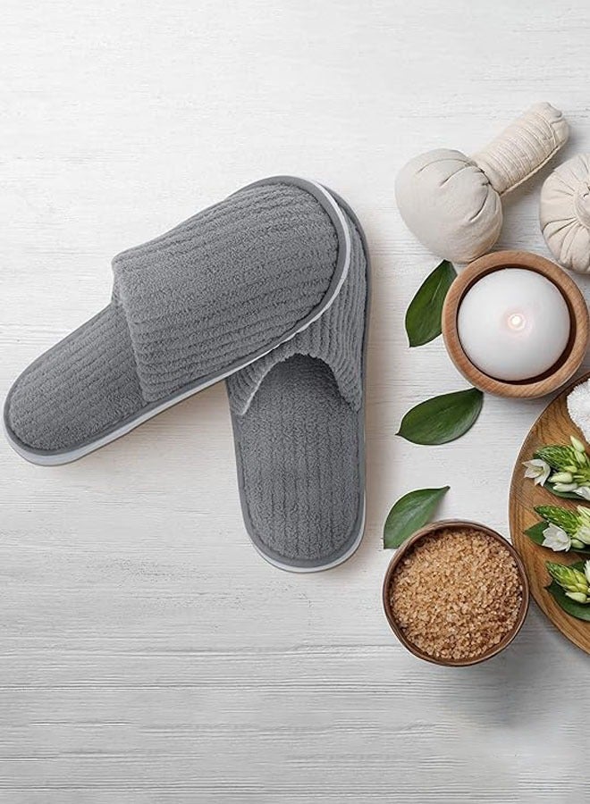 Hanayo 5 Pairs Disposable Slippers Soft SPA Slippers Casual Non-Slip Hotel Slippers for Hotel Travel Guest and Home(Grey) - Image 5