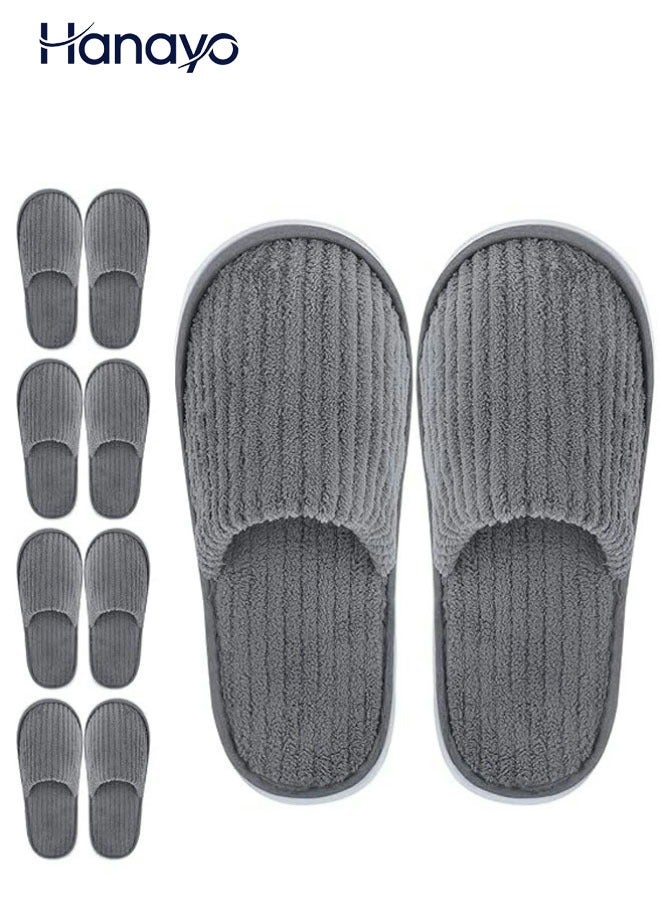 Hanayo 5 Pairs Disposable Slippers Soft SPA Slippers Casual Non-Slip Hotel Slippers for Hotel Travel Guest and Home(Grey) - Image 1