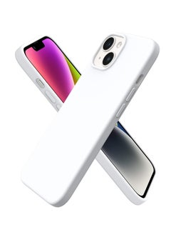 Compatible with iPhone 14 (6.1 Inch) Case, Liquid Silicone Case, Full Body Protective Cover, Shockproof, Slim Phone Case, Anti-Scratch Soft Microfiber Lining (White)