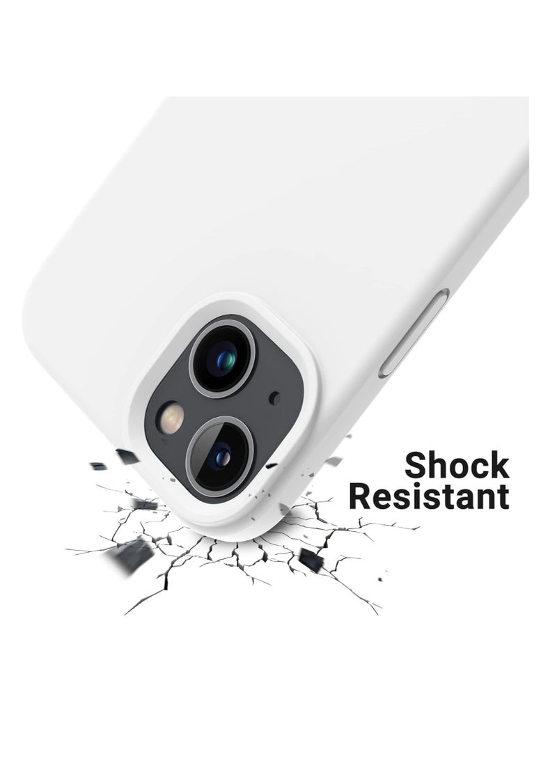 Generic - Compatible with iPhone 14 (6.1 Inch) Case, Liquid Silicone Case, Full Body Protective Cover, Shockproof, Slim Phone Case, Anti-Scratch Soft Microfiber Lining (White) - Image 1