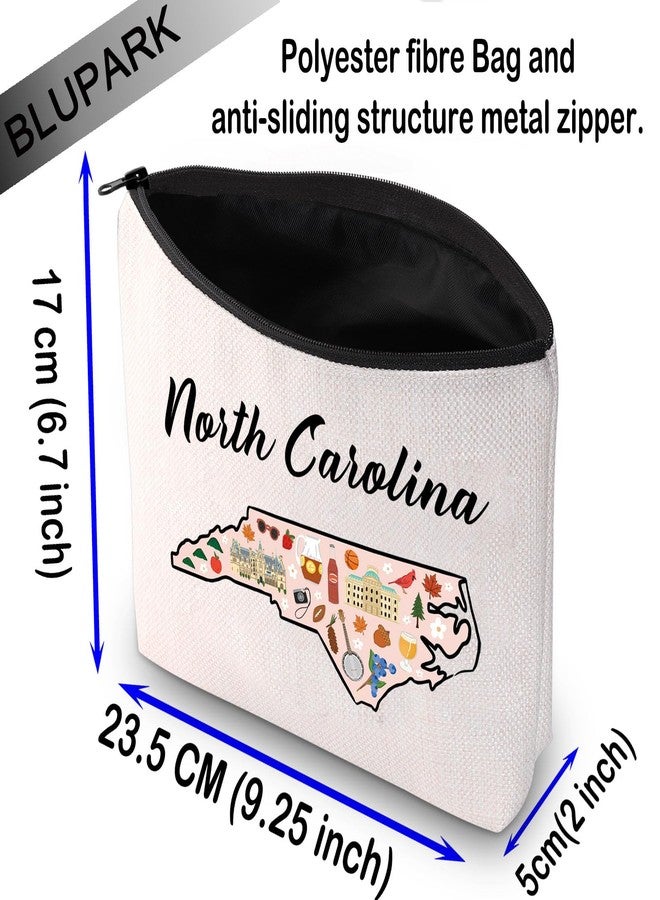 BLUPARK North Carolina Map Cosmetic Bag - Travel Makeup Bag Gift For Someone Moving - Image 2