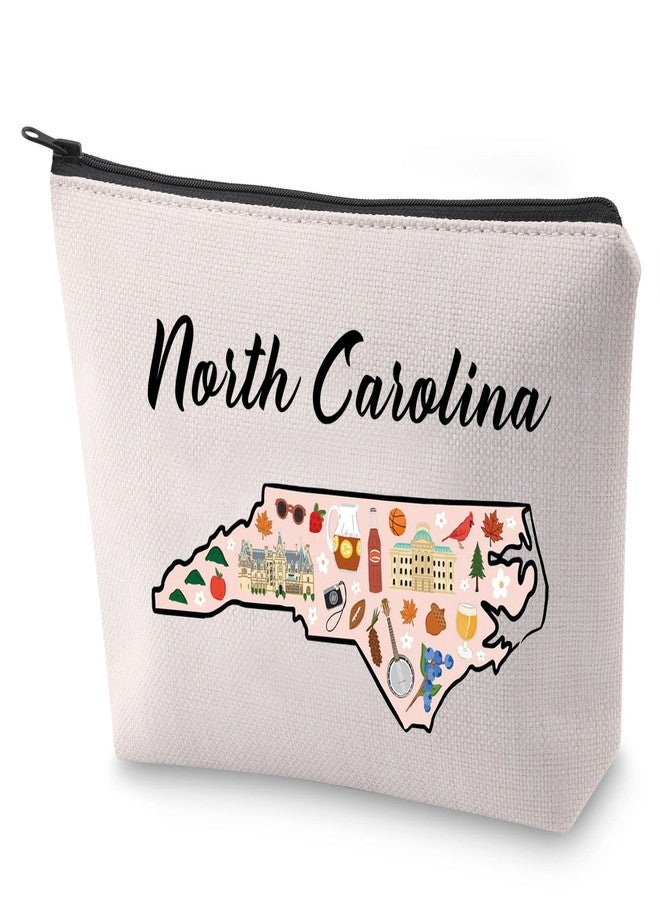 BLUPARK North Carolina Map Cosmetic Bag - Travel Makeup Bag Gift For Someone Moving - Image 1