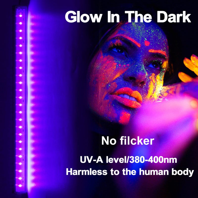 CICINY Black Light Bar 10W UV Blacklight Strip for Glow Party: 1ft USB Portable LED Party Supplies for Body Paint Stage Fluorescent Tapestry Poster Halloween Club Bedroom Cabinets Decor Urine Detect 2 Pack - Image 2