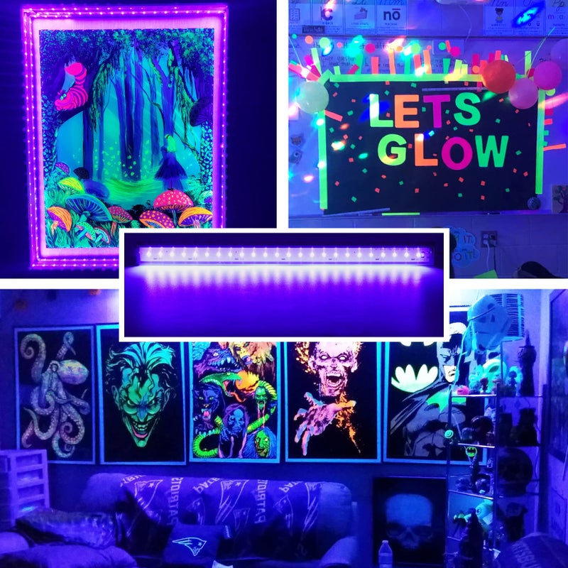 CICINY Black Light Bar 10W UV Blacklight Strip for Glow Party: 1ft USB Portable LED Party Supplies for Body Paint Stage Fluorescent Tapestry Poster Halloween Club Bedroom Cabinets Decor Urine Detect 2 Pack - Image 3