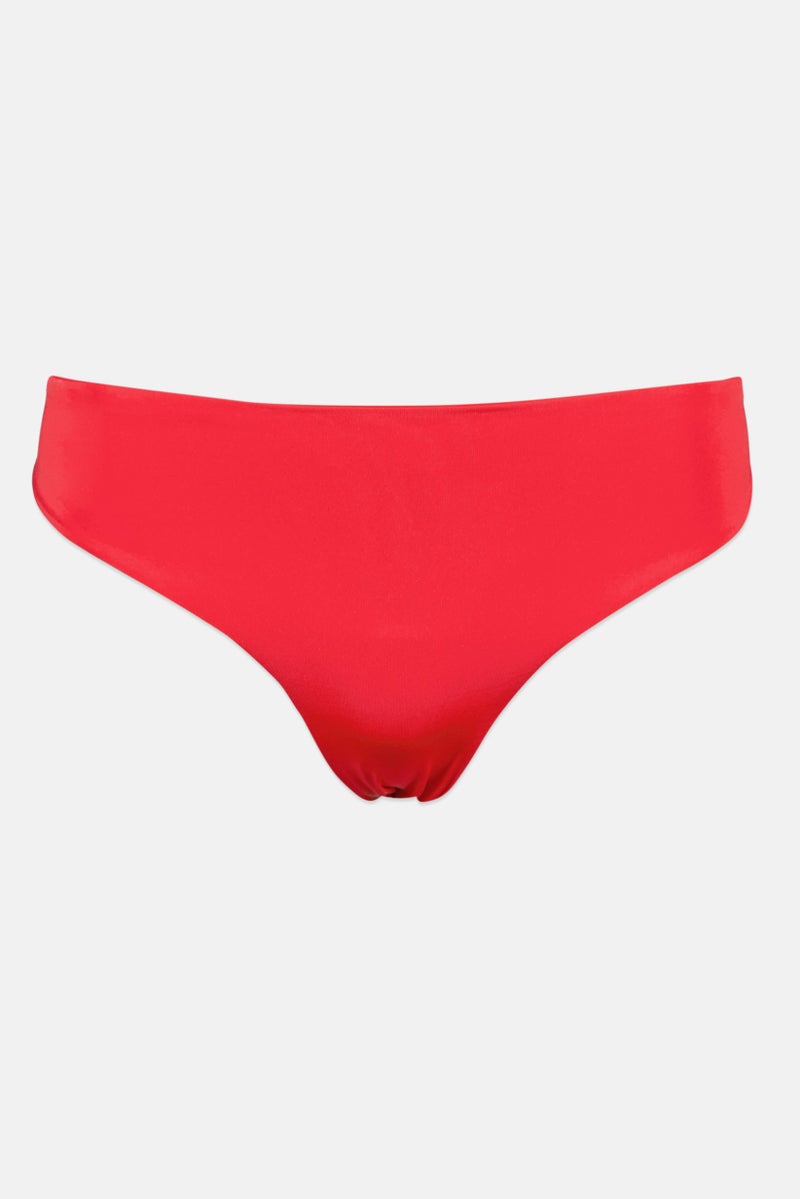 TWINSET Women Solid Bikini Bottom, Red - Image 1