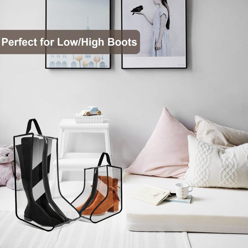 Transparent Boot Organizer: 2 Small 2 Big Compartments, Washable PVC Material - Versatile Storage Solution for Ankle, Tall & Cowboy Boots for Frequent Travelers, Golf & Ski Trips - Image 5