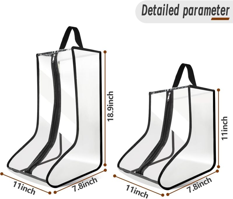 Transparent Boot Organizer: 2 Small 2 Big Compartments, Washable PVC Material - Versatile Storage Solution for Ankle, Tall & Cowboy Boots for Frequent Travelers, Golf & Ski Trips - Image 4