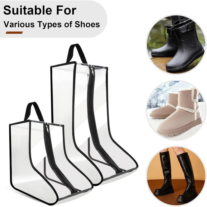 Transparent Boot Organizer: 2 Small 2 Big Compartments, Washable PVC Material - Versatile Storage Solution for Ankle, Tall & Cowboy Boots for Frequent Travelers, Golf & Ski Trips - Image 2